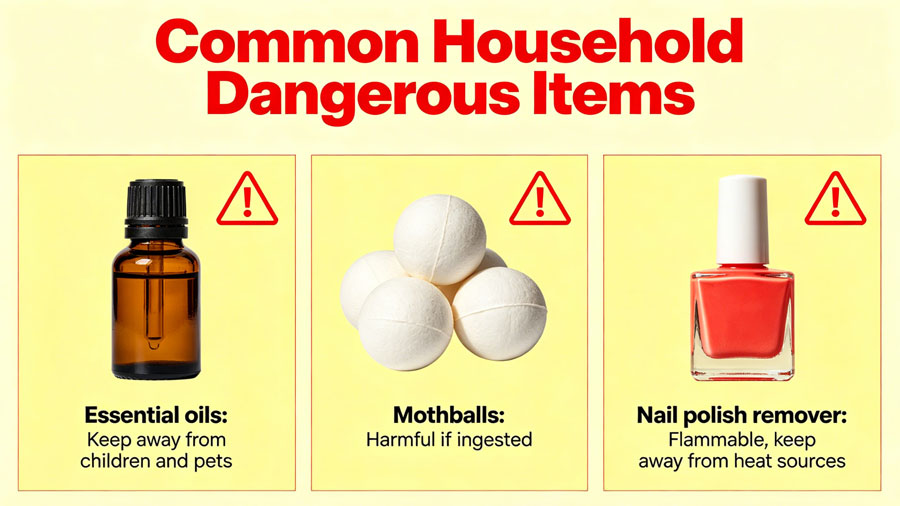 household items toxic to dogs including essential oils mothballs and nail polish remover