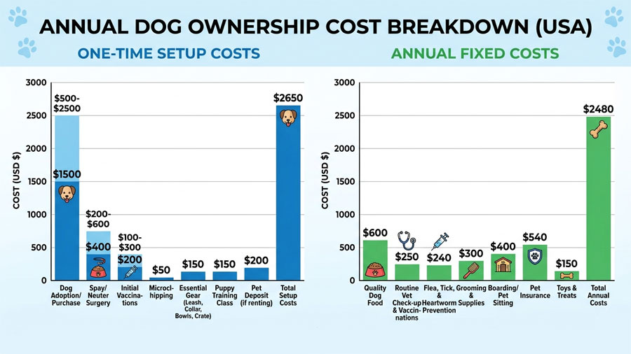first year dog ownership cost breakdown chart