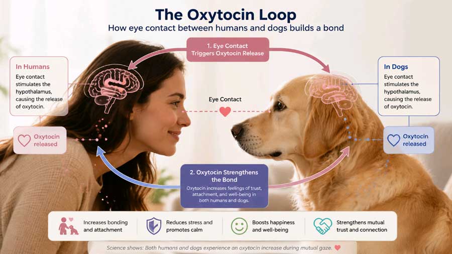 oxytocin gaze loop between dog and owner diagram