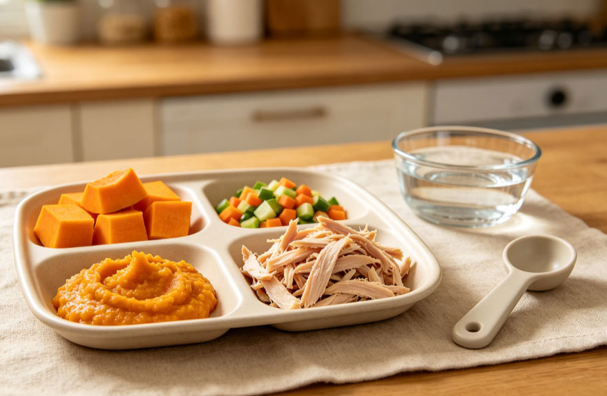 Homemade healthy treats for pitbull puppies including pumpkin and boiled chicken