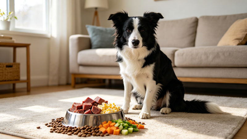 Dog refusing to eat from a full food bowl