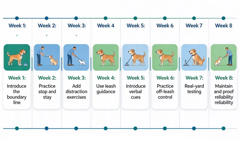8 week dog boundary training timeline chart