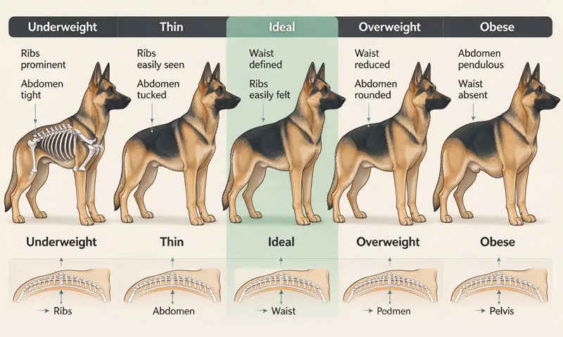 body condition score chart for alsatian german shepherd dogs