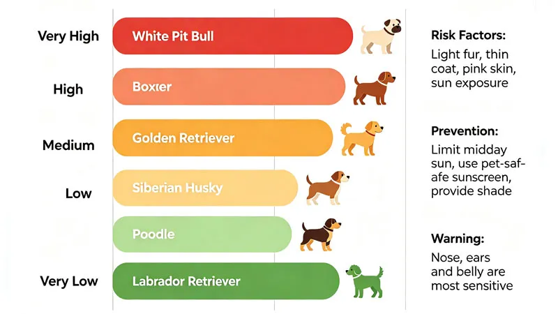 dog breed sunburn risk level comparison chart