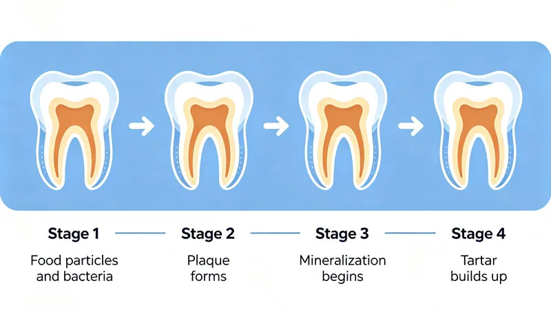 Diagram showing plaque to tartar progression timeline in dogs