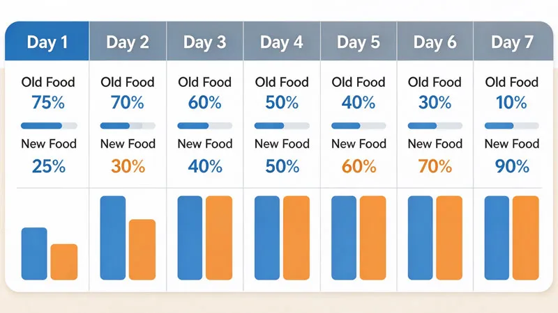 7 day dog food transition schedule chart