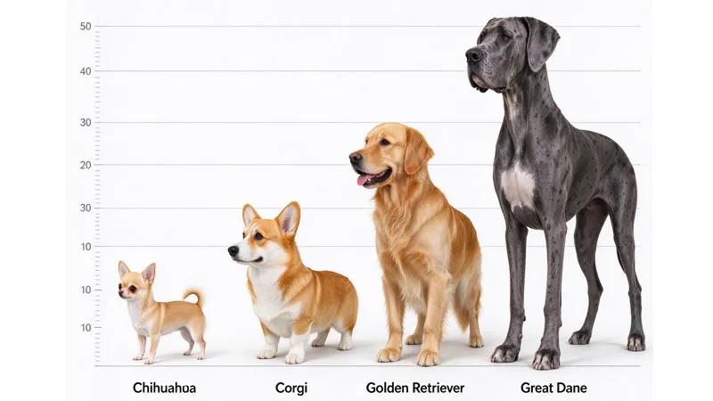 dog breed size comparison chihuahua to great dane