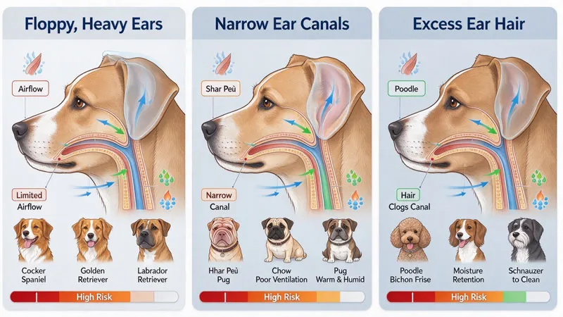 dog breeds prone to ear infections chart